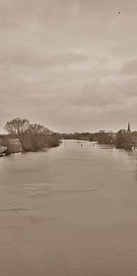 The Trent looking upstream Sawley church spire on the right